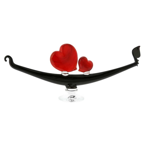 GlassOfVenice Murano Glass Romantic Hearts Gondola