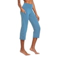 thumbnail image 2 of BALEAF Yoga Pants for Women Capris High Waist Leggings with Pockets Wide Leg Exercise Workout Crop Straight Open Bottom Niagara M, 2 of 6