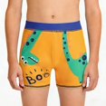 thumbnail image 4 of HAOTAGS Boys Swim Trunks With Cap Set,Pool Dinosaur Print Elastic Waist Swim Shorts With Hat Yellow 9-10, 4 of 6