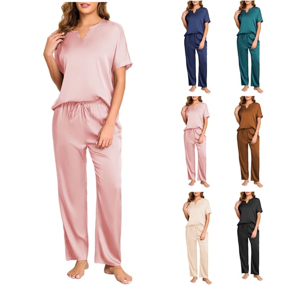 Censtreet Womens Pajamas Sets 2 Piece Short Sleeve Lounge Set Printed Loose Pants Pj Sets Loungewear Set