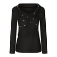 thumbnail image 4 of Women`s Casual Light Smooth One Shoulder Backless Solid Color Long Sleeve Polyester Top(Black,M), 4 of 6