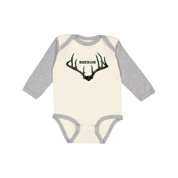 Inktastic Buck:30 in Camo Boys or Girls Long Sleeve Baby Bodysuit