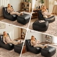 thumbnail image 6 of Toject Giant Bean Bag Chair, Faux Leather Memory Foam Floor Sofa for Adults, Ergonomic Back Support, No Assembly Needed, Lightweight Lounger for Living Room Bedroom Dorm Office, Black, 6 of 6