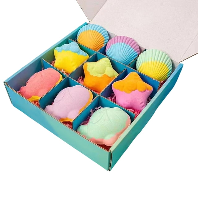 Upgrade Natural Sea Color Changing Spa Bath Bombs 2026 9 Pack With Interactive Surprise Inside Cute Scented Themed Bath For Kids