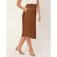 thumbnail image 3 of Moomaya Solid A-Line Skirt For Women, Front Buttoned Midi Skirts, 3 of 9