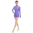 thumbnail image 5 of IBTOM CASTLE Women Mock Neck Ballet Dance Leotards Long Sleeve Gymnastic Bodysuit One Piece Ballerina Dancewear XS Purple, 5 of 6