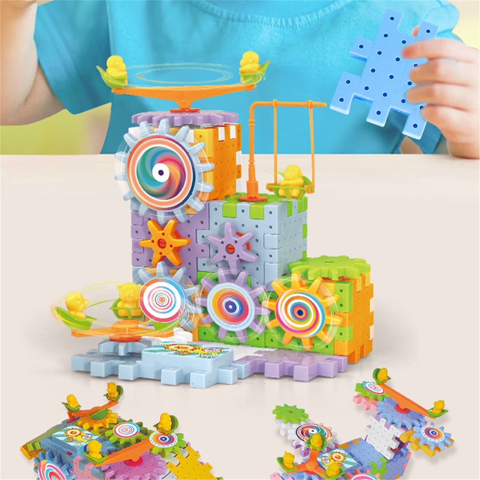 Gear Toys Interlocking Building Blocks for Kids Age3+, 249 Pcs Educational Construction Building Toys Set, Toddlers Creative STEM Montessori Toys for 3 4 5 6 Year Old Boys Girls, Spinning Toys Gifts