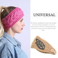 thumbnail image 2 of Crochet Headbands Winter Leaves Pattern with Rhinestones Elastic Head Protector Wide Warm Chunky Hair Accessories for Girls Light Tan, 2 of 7