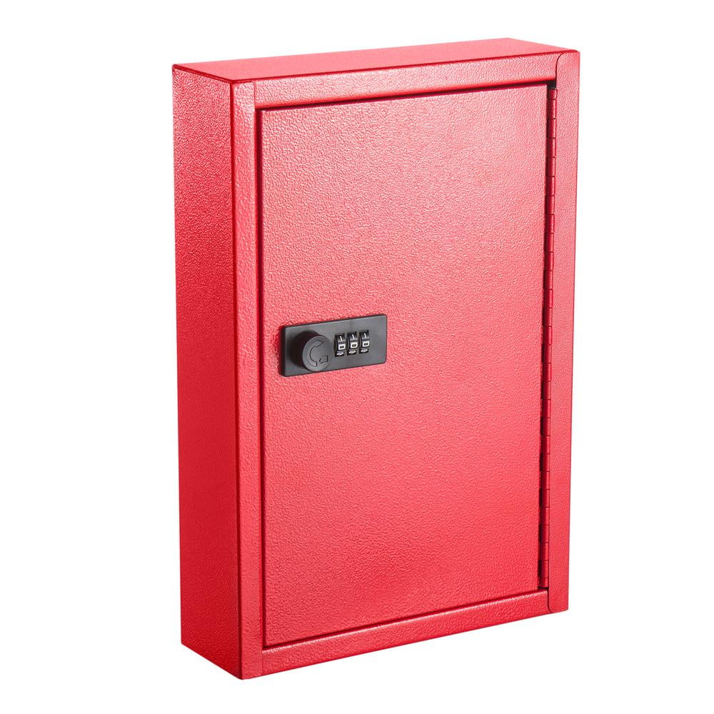 AdirOffice Secured 40 Key Cabinet with Combination Lock Holds 40 Keys RED 