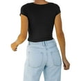 thumbnail image 7 of Mittory Women's Trendy Sexy V Neck Short Sleeve Double Lined Slimming T Shirts Crop Tops Tees, 7 of 7