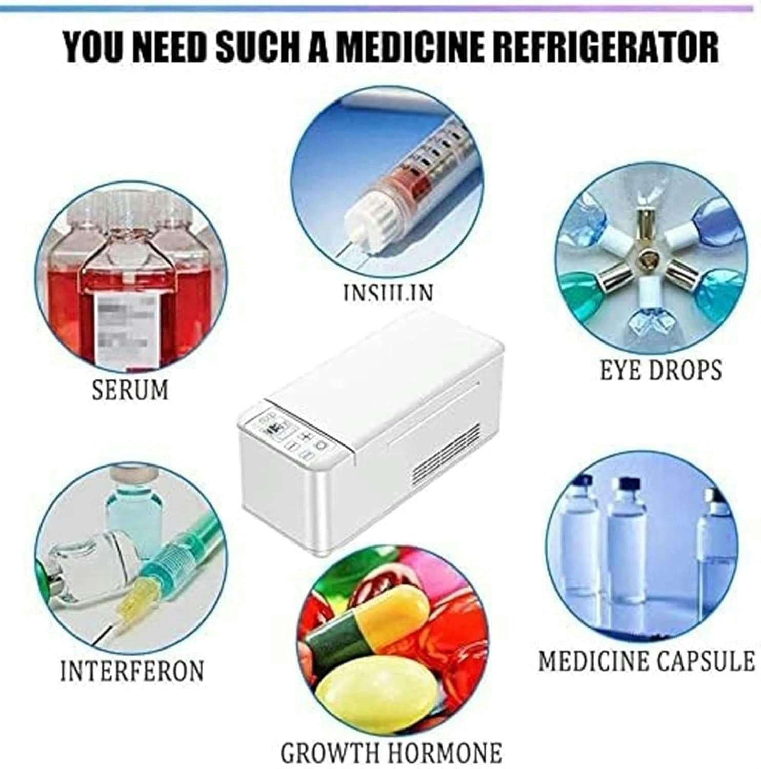 GXCZ Insulin Refrigerator, Insulin Cooler, Portable Car Travel Refrigerator, Cooler And Heater, USB Charging