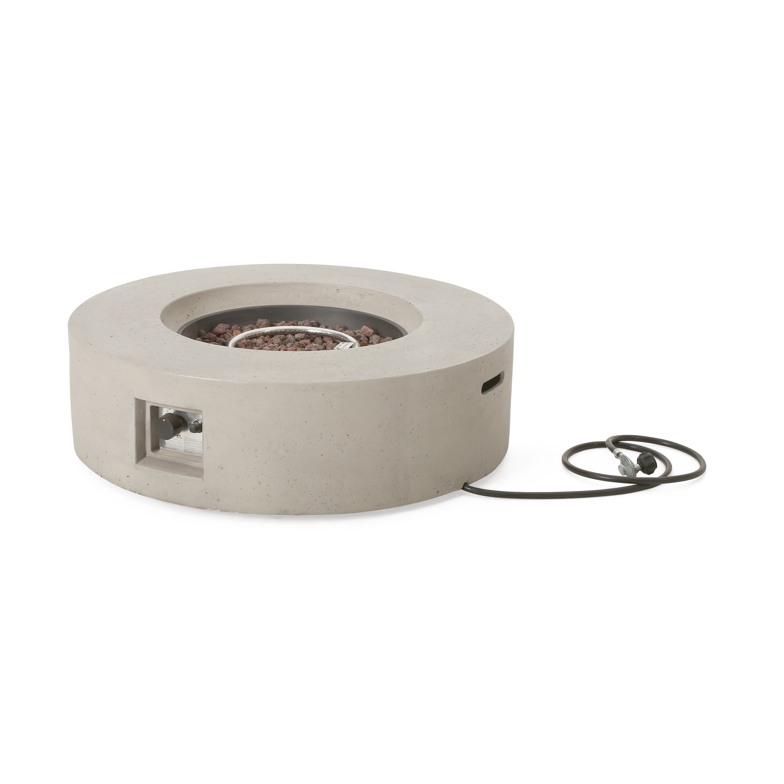 Mayfair Lightweight Concrete Outdoor 50,000 BTU Circular Fire Pit (No Tank Holder), Light Gray
