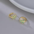 thumbnail image 5 of 925 Sterling Silver Green Love Clover Hoop Earrings for Women Teens Irish Shamrock Huggie Earrings for Summer, 5 of 12