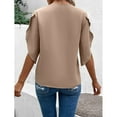 thumbnail image 7 of Work Office Blouses for Women Lace Crochet V Neck Elegant Tshirts Solid Bell Sleeve Basic Tops Casual Summer Tunics, 7 of 7