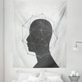 thumbnail image 1 of Anatomy Tapestry, Head of Human Brain Full of Thoughts Thinking Mental Health Illustration, Fabric Wall Hanging Decor for Bedroom Living Room Dorm, 5 Sizes, White and Dark Grey, by Ambesonne, 1 of 1