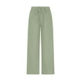thumbnail image 4 of DDAPJ pyju Women's Wide Leg Cotton Linen Pants,High Waist Adjustable Tie Knot Lounge Trousers, 4 of 5