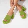 thumbnail image 6 of HomeDM Platform Heels Sandals for Women Square Open Toe Chunky Block Heel Slip-On Slides Dress Shoes, Green Size 6.5, 6 of 9
