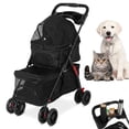 thumbnail image 5 of golytefs Double Pet Stroller for Small Cats And Dogs Foldable Kittens Puppies Travel Strolling Cart with Safety Belts Cup Holder & Lockable Wheels Dog Stroller Ideal for Multi-pet Families (Black), 5 of 8