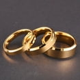 thumbnail image 4 of Tungsten Steel Couple Rings Classic Flat Beveled Gold Finish, 4 of 5