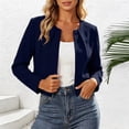 thumbnail image 6 of Vmvidoty Long Sleeve Shrug Top for Women's Collarless Pleated Open Front Cropped Cardigan Navy 2XL, 6 of 6
