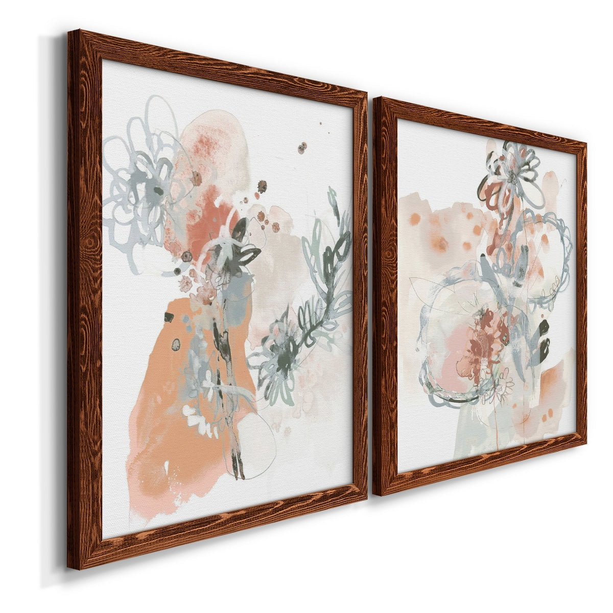 Petal Drift I - Premium Framed Canvas 2 Piece Set - Ready to Hang