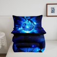 thumbnail image 5 of Manfei Neon Dragon Animals King Size Comforter Sets,Gothic Lightning Comforters King Size,Navy Blue,Black Reversible,3pcs,1 Comforter and 2 Pillowcases, 5 of 7