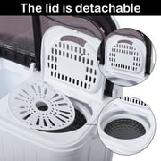 Compact Portable Washing Machine,Mini Compact Twin Tub with Built-in Drain Pump Washer 14.3Lbs Semi-automatic Spinner