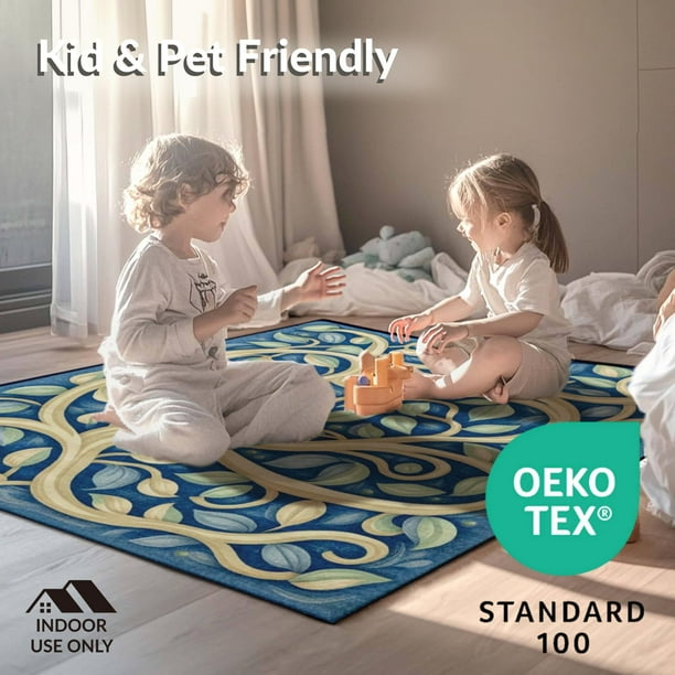 ODIKA 6'x9' Machine Washable Non-Slip Area Rug, Artful Black