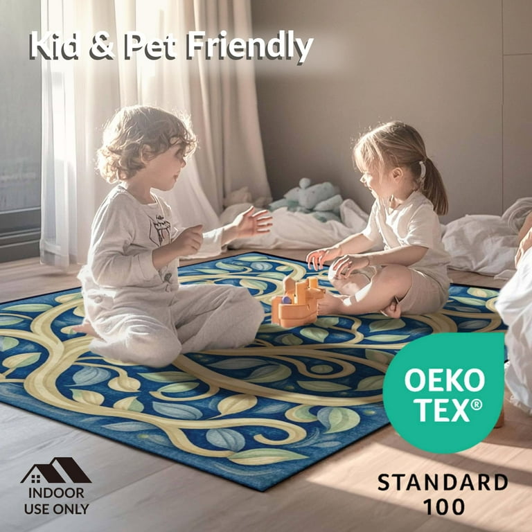 ODIKA 3'x5' Machine Washable Non-Slip Area Rug, Spooky Skull