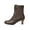 Brown, variant on Women Round Toe Lace Up Kitten Heel Ankle Boots Leather Lace Patchwork Mid Calf Booties Chic Vintage Cosplay Party Dress Mid Heel Witch Shoes