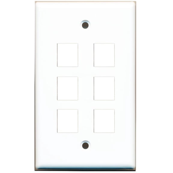 6 Port Keystone Wall Plate White - Pack of 5