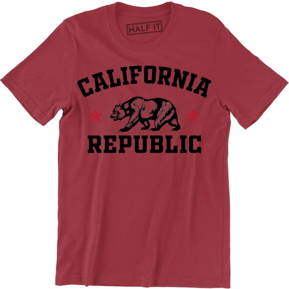 California Republic State Grizzly Bear Flag Men's Cali CA Star T-Shirt
