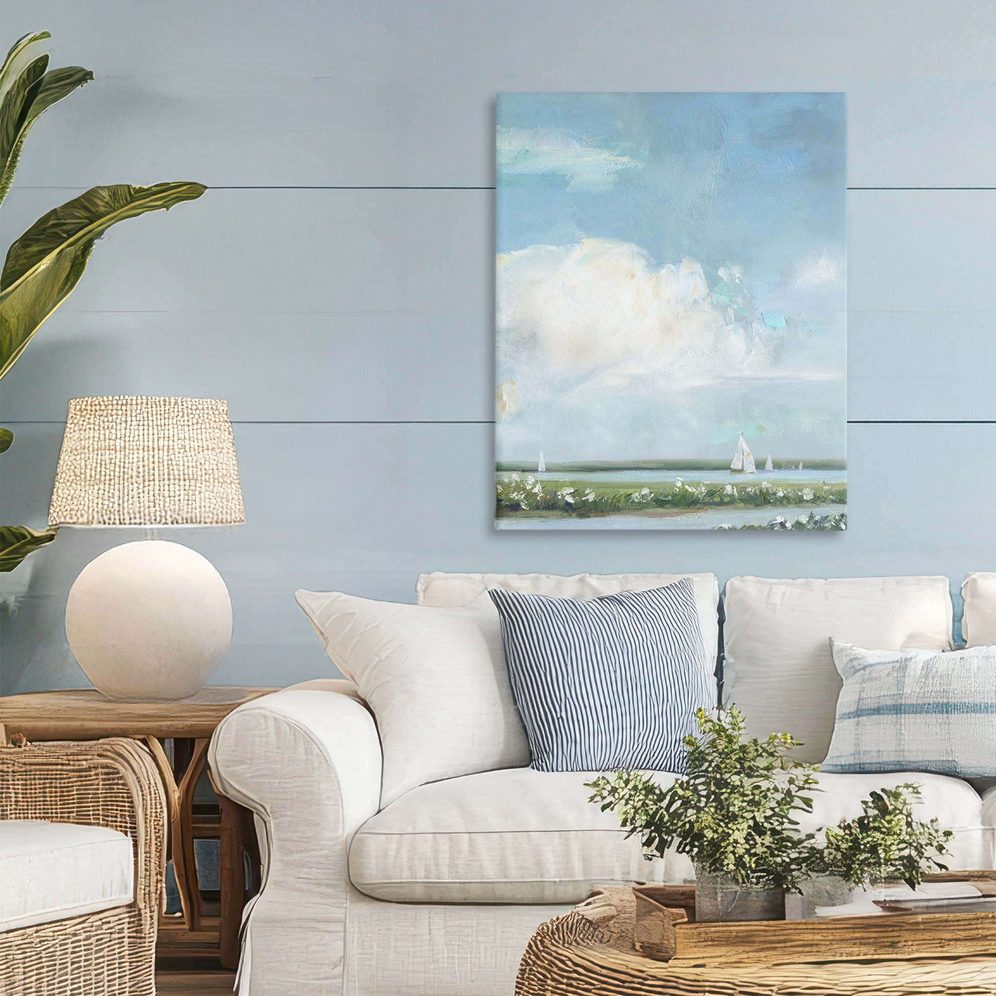 Stupell Industries Seaside Sailing Along Meadow Canvas Wall Art, design by Sally Swatland