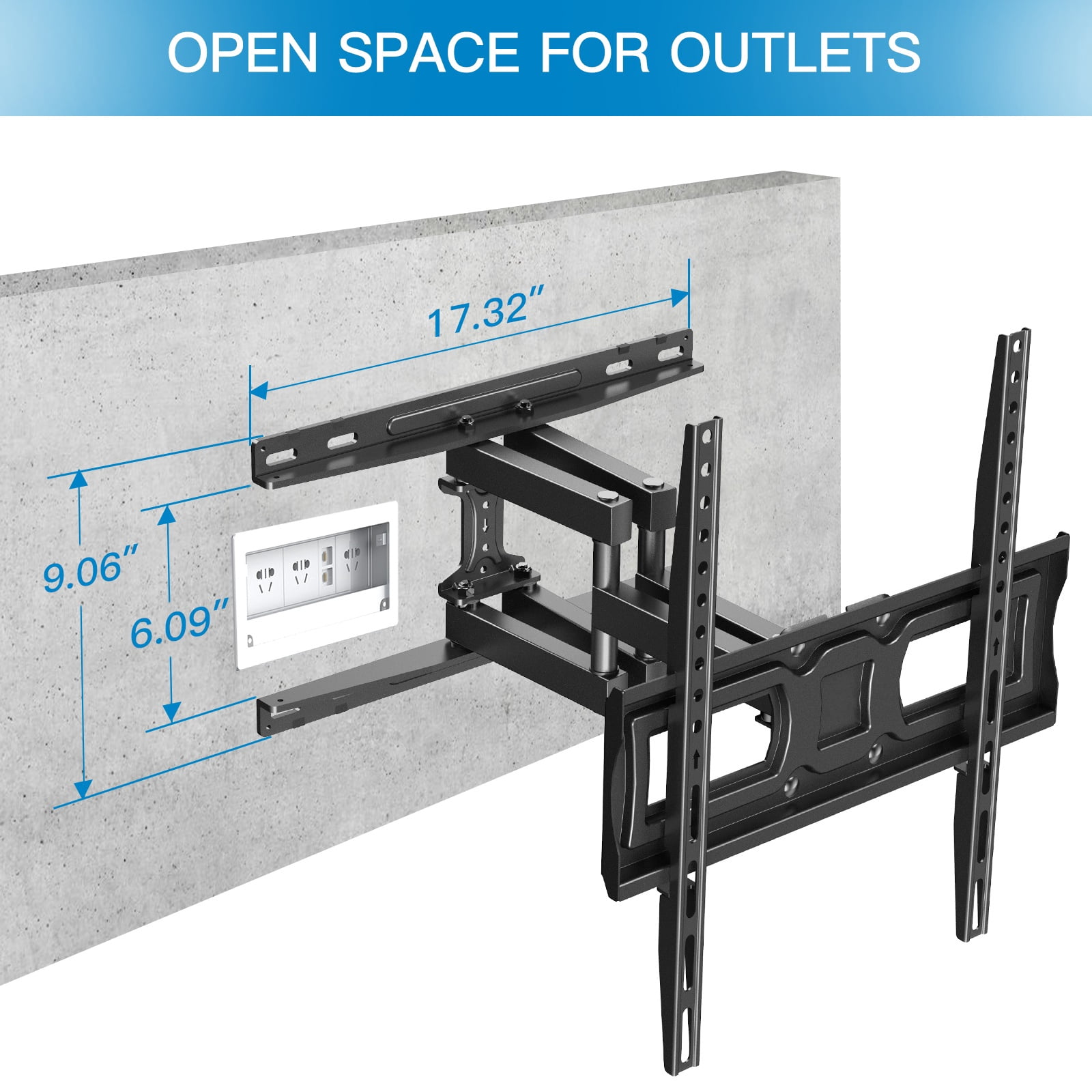 Full Motion TV Wall Mount  for 32-65 inch Flat Curved Screen TVs with Swivel, Tilt & Extension Max 400x400mm, Holds up to 99 lbs