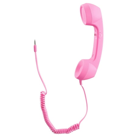 

NUOLUX Cellphone Retro Handset 3.5MM Smart Phone Receiver Old Style Mobile Phone Receiver (Pink)