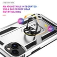 thumbnail image 4 of Compatible with iPhone 13 Case,with 360 Ring Holder Kickstand Card case, Armor Military Grade Protection Hybrid Silicone TPU PC Rugged Case, Magnetic with Car Mount Phone Cover,Silver, 4 of 8