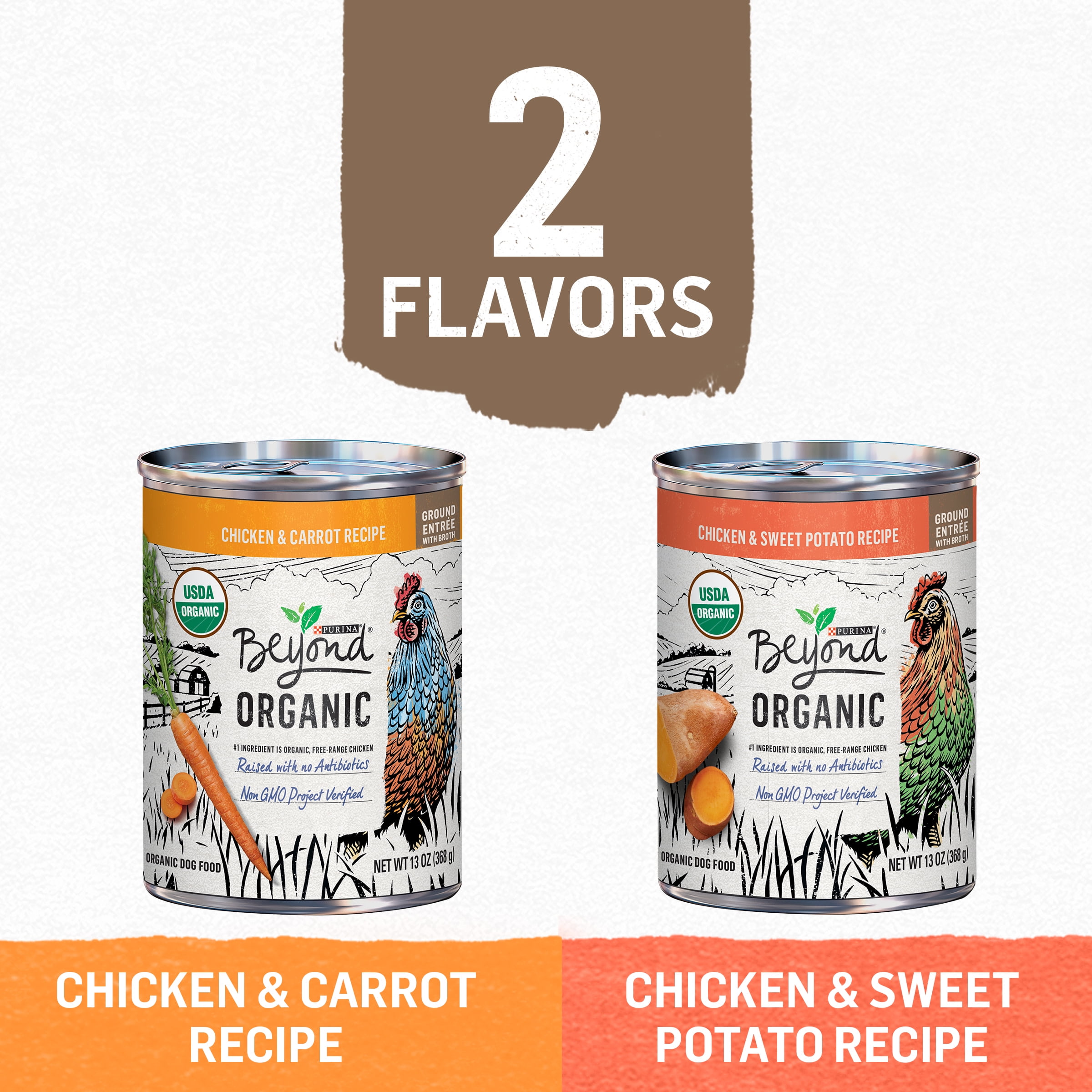 Purina Beyond Organic Wet Dog Food Ground Entree in Broth Chicken Vegetables 13 oz Cans 6 Pack Walmart