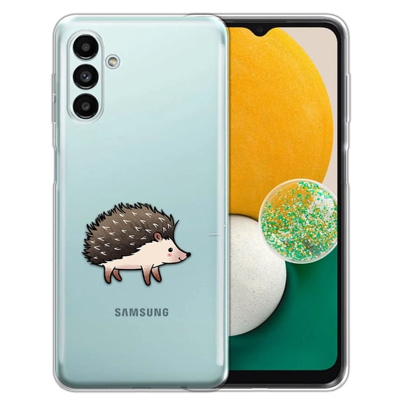 WIRESTER Transparent Soft Gel TPU Clear Case Slim Protective Cover for Samsung Galaxy A13 5G 6.5" 2021, Walking Hedgehog