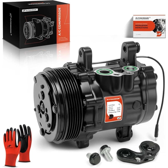 A-Premium Fit for Sanden SD-7 6PK Style, Universal A/C Compressor with Clutch, 6 Groove Serpentine Belt