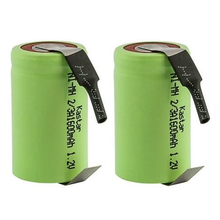 Kastar 2-Pack 2/3A 1.2V 1600mAh Ni-MH Battery W/ Tabs Replacement for Radio Controlled Devices Electric Tools and Toys Electric Mopeds Meters Two Radios Hybrid Automobiles Electric Razors