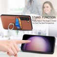 thumbnail image 4 of Allytechgroup Cards Holder Wallet Case for Samsung Galaxy S21, PU Leather Slim Fit Shell Vintage Cards Slots Ring Holder Stand Easy Grip Phone Case for Samsung Galaxy S21, Brown, 4 of 7