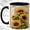 Black, variant on Stained Glass Style Sunflower Coffee Mug, Botanical Mug, Ceramic 11 oz