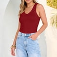 thumbnail image 4 of Womens Summer Tank Tops V Neck Sleeveless Shirts Ribbed Tanks Slim Fitted Casual Basic Tee Shirt, 4 of 7