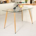 thumbnail image 1 of Dining Table Cuisine Moderne et Dining Table avec Plateau en Verre et Base en Acier Inoxydable, 1 of 7