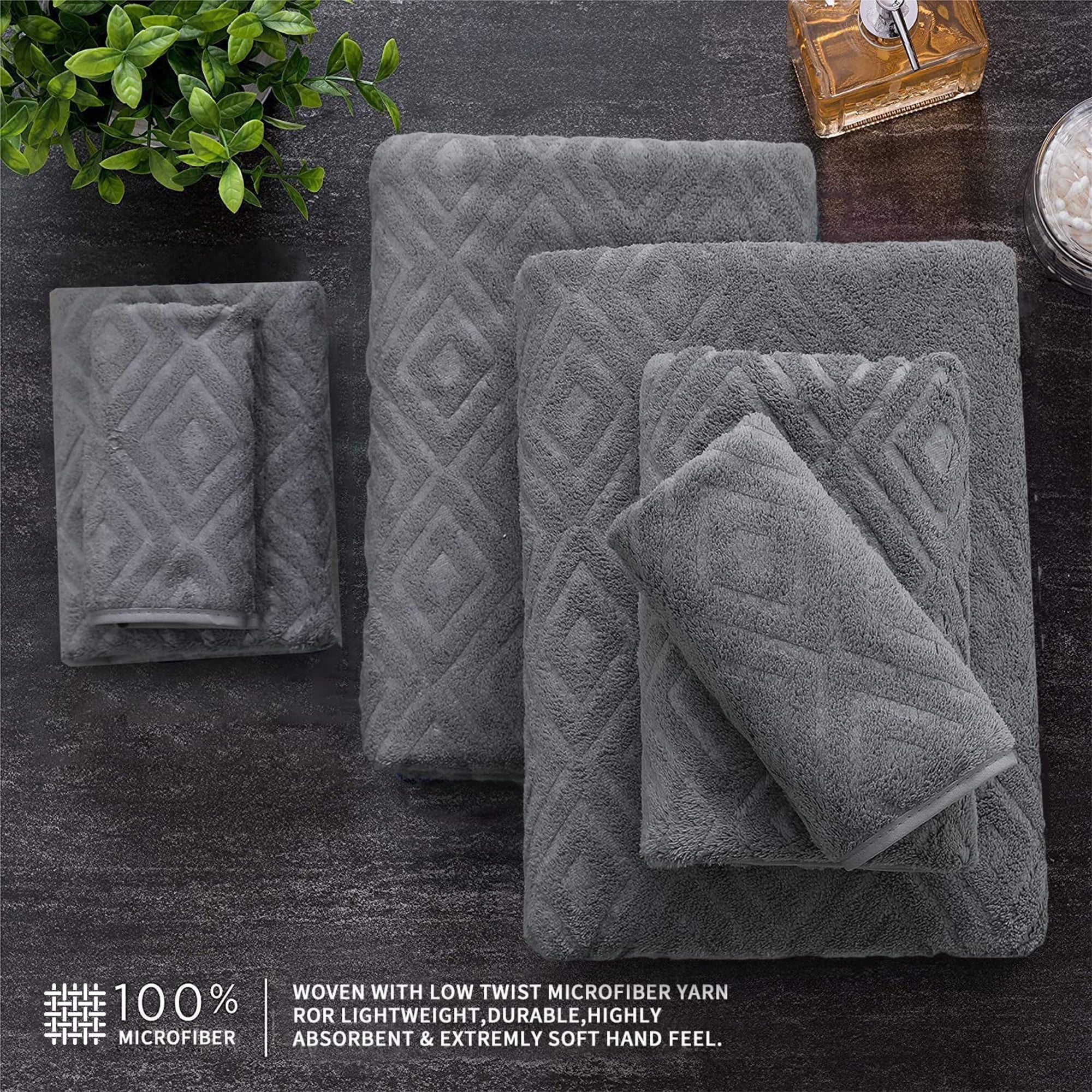 Jessy Home 8 Piece Home Collection Ultra Soft Cozy Towels 600 GSM Dark Gray Plush Towel Set