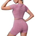 thumbnail image 5 of Gibobby Trajes de entrenamiento Trajes de entrenamiento para mujeres Conjuntos de mallas de yoga de cintura alta sin costuras acanaladas de 2 piezas(Rosa, S), 5 of 5