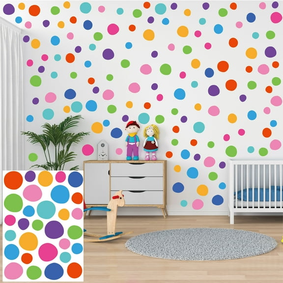 12 Sheets Self-Adhesive Removable Wall Decals, 360 Pieces Multicolor Polka Dot, DIY Circle Stickers for Kids Room Bedroom Classroom Nursery