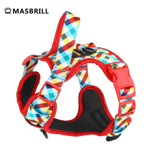 MASBRILL No Pull Dog Harness, Reflective Dog Vest with Handle No Choke Soft Padded Dog Harness