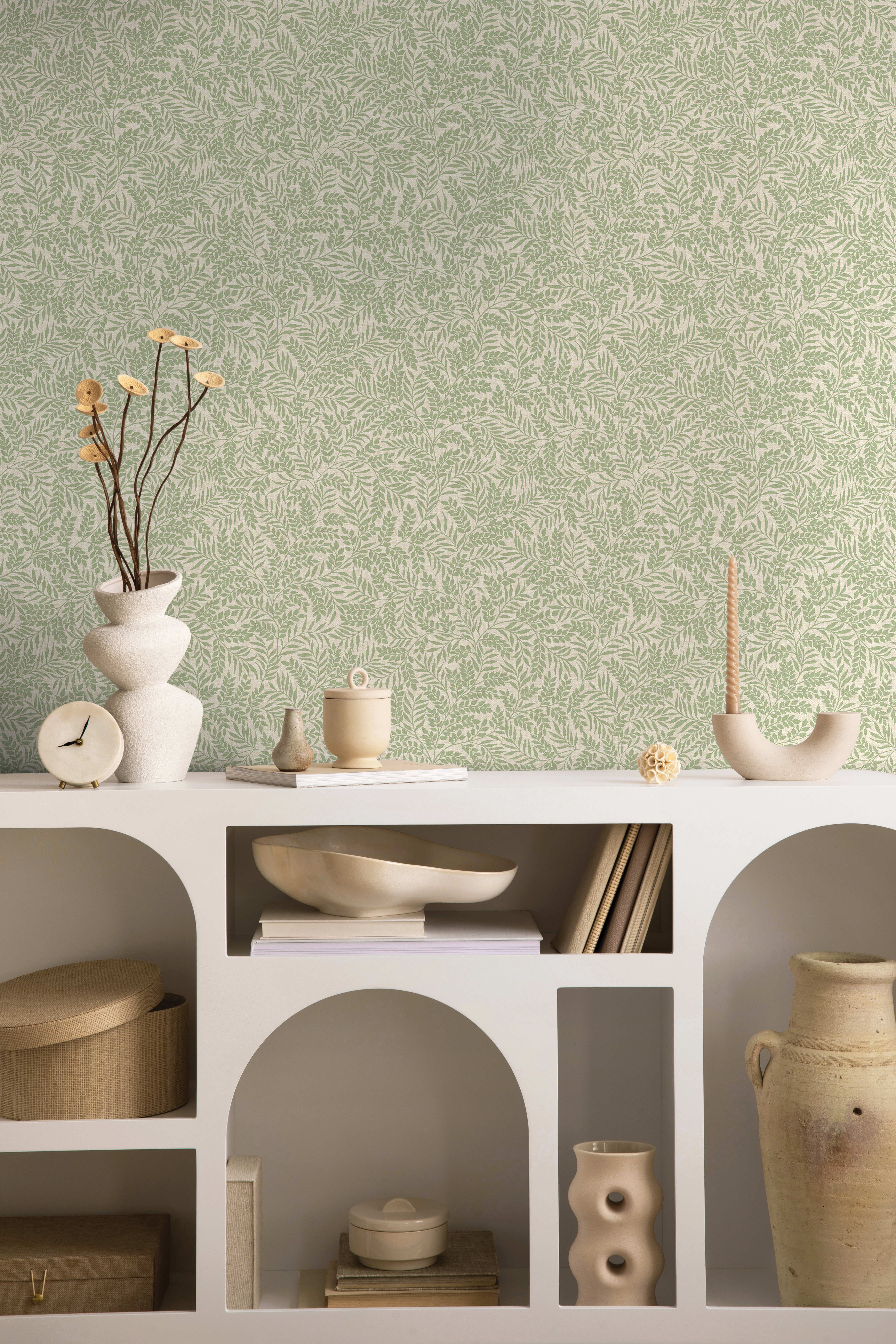 Holden Decor Mini Leaf Trail Sage Green Non-Pasted Wallpaper (Covers 56 sq. ft)