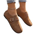 thumbnail image 6 of Khaki Women'S Vintage Solid Color Low Cut Loafers Versatile Slip Ons for Everyday Wear Suede Flats for Work Commuting And Travel Size 6, 6 of 9